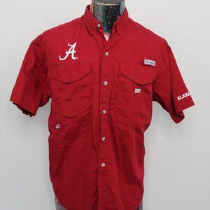 Columbia PFG Mens Medium Alabama Crimson Tide Short Sleeve Fishing Vented Shirt